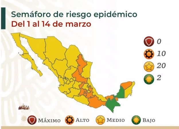 México sin estados en semáforo rojo; Zacatecas pasa a amarillo