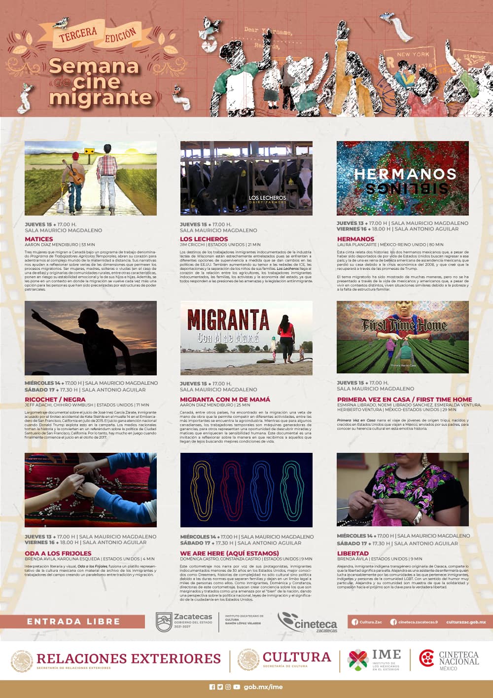 Invitan a Semana de Cine Migrante en la Cineteca de Zacatecas