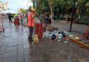 Departamento de Limpia en acción luego del festival de la tostada en Jerez