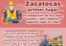 Zacatecas se mantiene como líder nacional en minería: INEGI